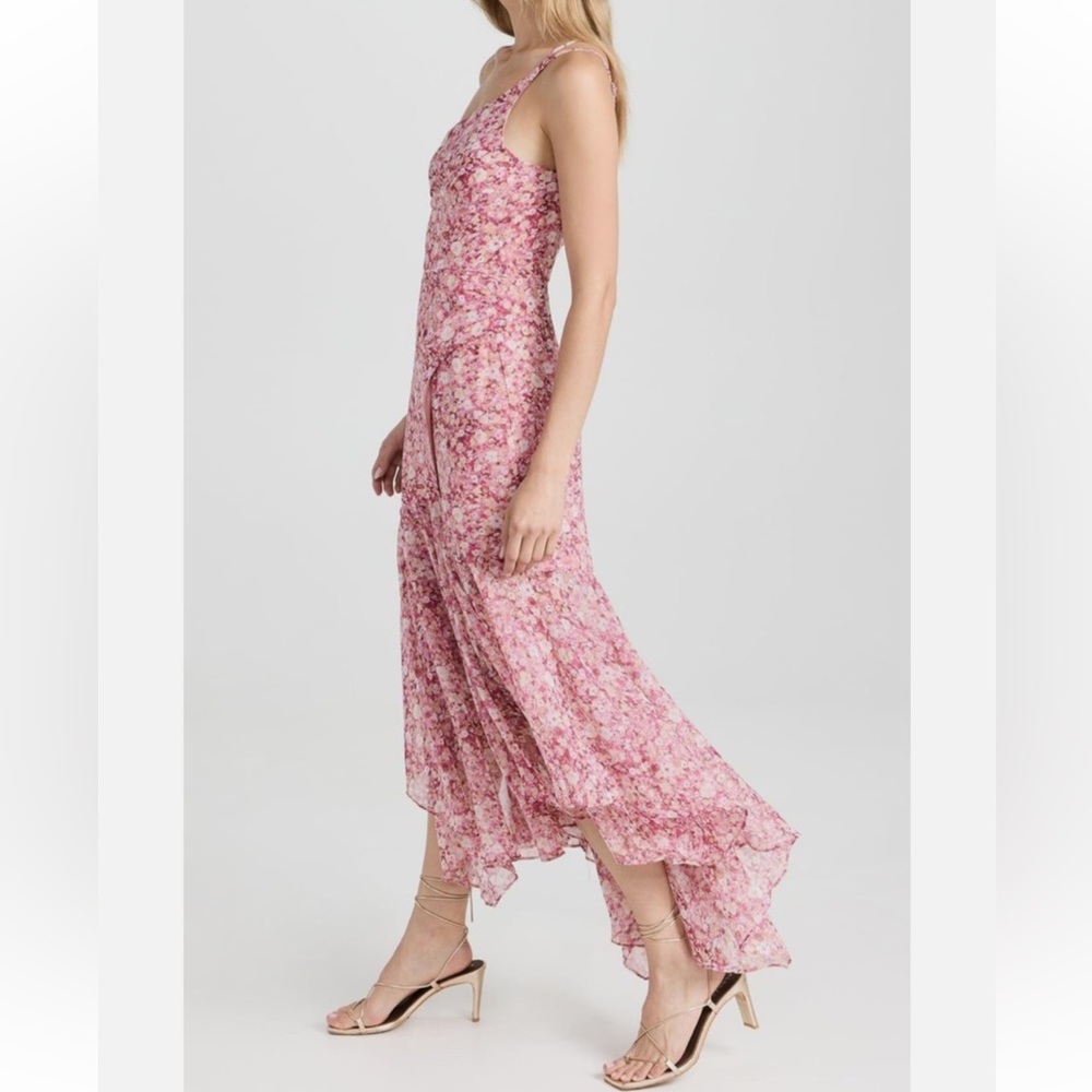Astr One-Shoulder Pink Floral Midi Dress - Picture 3 of 16